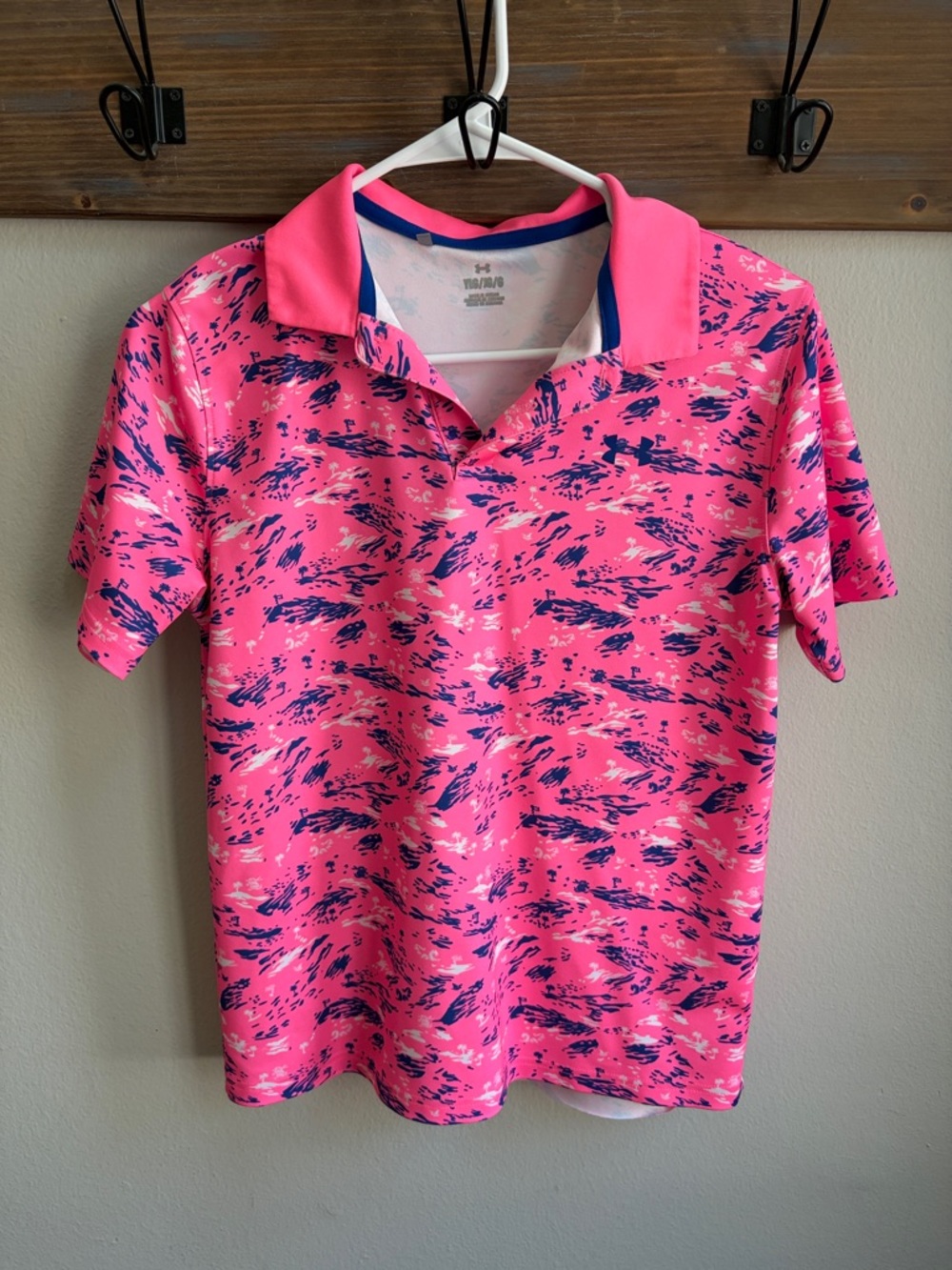 Under Armour Pink Polo with Navy Trim